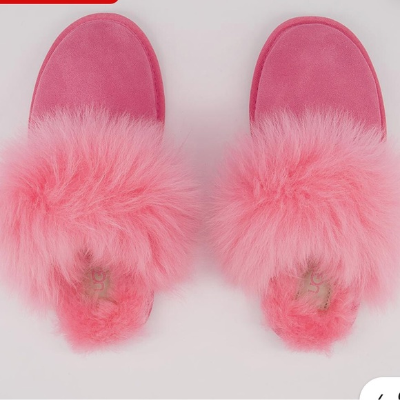 UGG Soft Pink Fluffy Slippers - Picture 4 of 11